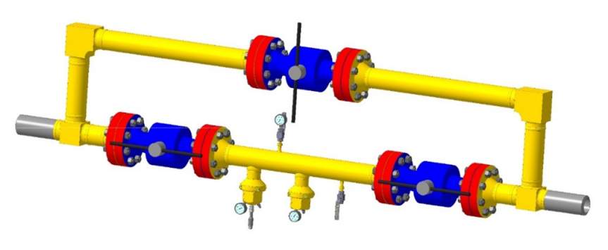 Узлы контроля коррозии с байпасной линией для трубопроводов до Ø114 мм включительно